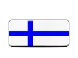 Obraz premium Finland flag on smartphone screen