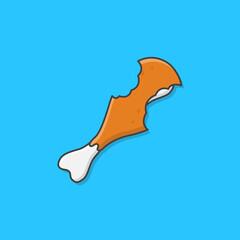 Delicious Fried Chicken Leg With Two Mouth Bite Vector Icon Illustration. Chicken Thighs Icon. Fast Food Fried Drumpstick
