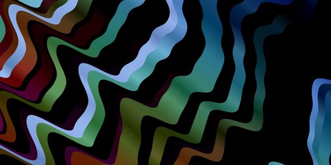 Dark Multicolor vector background with bent lines.