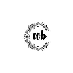 Initial WB Handwriting, Wedding Monogram Logo Design, Modern Minimalistic and Floral templates for Invitation cards	
