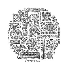 Ethnic handmade ornament for your design. Polynesian style