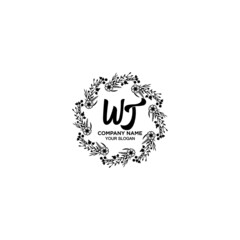 Initial WT Handwriting, Wedding Monogram Logo Design, Modern Minimalistic and Floral templates for Invitation cards	
