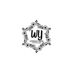 Initial WY Handwriting, Wedding Monogram Logo Design, Modern Minimalistic and Floral templates for Invitation cards	
