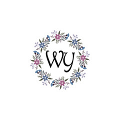 Initial WY Handwriting, Wedding Monogram Logo Design, Modern Minimalistic and Floral templates for Invitation cards	
