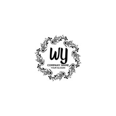 Initial WY Handwriting, Wedding Monogram Logo Design, Modern Minimalistic and Floral templates for Invitation cards	
