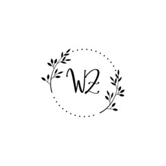 Initial WZ Handwriting, Wedding Monogram Logo Design, Modern Minimalistic and Floral templates for Invitation cards	

