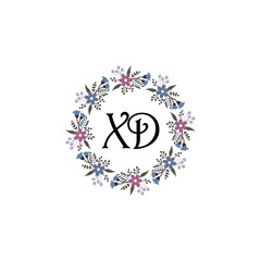 Initial XD Handwriting, Wedding Monogram Logo Design, Modern Minimalistic and Floral templates for Invitation cards	
