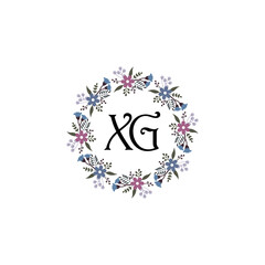 Initial XG Handwriting, Wedding Monogram Logo Design, Modern Minimalistic and Floral templates for Invitation cards	
