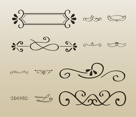 decorative swirls dividers in beige background