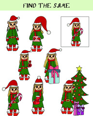 children's puzzle find how to frame Christmas preschool education