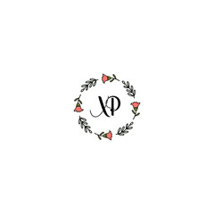 Fototapeta na wymiar Initial XP Handwriting, Wedding Monogram Logo Design, Modern Minimalistic and Floral templates for Invitation cards 