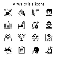 Virus disease, Covid-19, Corona virus icon set vector illustration graphic design