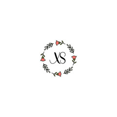 Fototapeta na wymiar Initial XS Handwriting, Wedding Monogram Logo Design, Modern Minimalistic and Floral templates for Invitation cards 