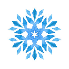 Watercolor Snowflake Illustration on a white background.