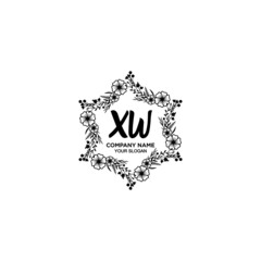 Initial XW Handwriting, Wedding Monogram Logo Design, Modern Minimalistic and Floral templates for Invitation cards	
