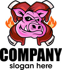 pig vector barbeque logo design food logo design
