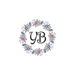 Initial YB Handwriting, Wedding Monogram Logo Design, Modern Minimalistic and Floral templates for Invitation cards	
