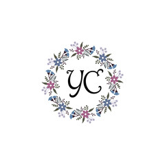 Initial YC Handwriting, Wedding Monogram Logo Design, Modern Minimalistic and Floral templates for Invitation cards	
