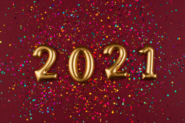 2021 golden digit, new year concept