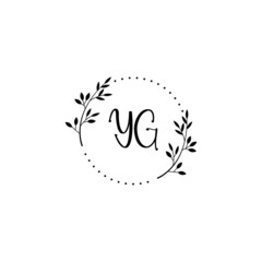 Initial YG Handwriting, Wedding Monogram Logo Design, Modern Minimalistic and Floral templates for Invitation cards	
