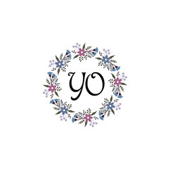 Initial YO Handwriting, Wedding Monogram Logo Design, Modern Minimalistic and Floral templates for Invitation cards	
