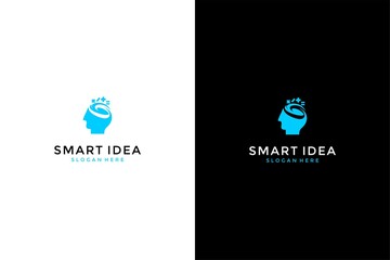 Smart Idea, Brain Learn Educate logo design template