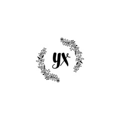 Initial YX Handwriting, Wedding Monogram Logo Design, Modern Minimalistic and Floral templates for Invitation cards	
