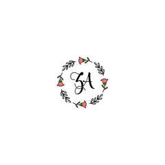 Initial ZA Handwriting, Wedding Monogram Logo Design, Modern Minimalistic and Floral templates for Invitation cards	