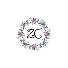Initial ZC Handwriting, Wedding Monogram Logo Design, Modern Minimalistic and Floral templates for Invitation cards	
