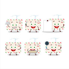 Cartoon character of santa envelopes with various chef emoticons