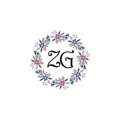 Initial ZG Handwriting, Wedding Monogram Logo Design, Modern Minimalistic and Floral templates for Invitation cards	
