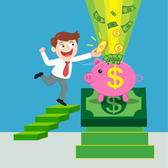 Businessman saving money, illustration vector cartoon