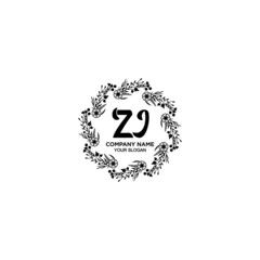 Initial ZJ Handwriting, Wedding Monogram Logo Design, Modern Minimalistic and Floral templates for Invitation cards	
