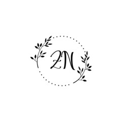 Initial ZN Handwriting, Wedding Monogram Logo Design, Modern Minimalistic and Floral templates for Invitation cards	
