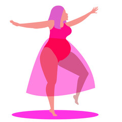 Naklejka na ściany i meble vector illustration of a pregnant woman in pink. happy and easy pregnancy. pregnant woman dancing and happy