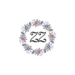 Initial ZZ Handwriting, Wedding Monogram Logo Design, Modern Minimalistic and Floral templates for Invitation cards	
