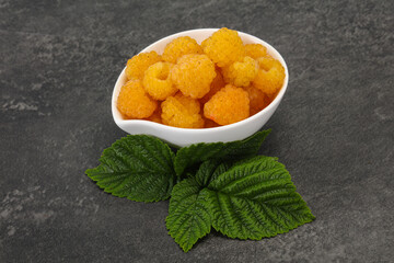 Sweet ripe tasty yellow raspberry