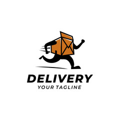 Running  Box Delivery logo Design