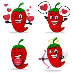 vector illustration of chilli mascot or character