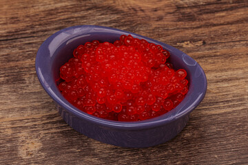 Red salmon caviar in the bowl