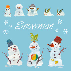 雪だるまと雪うさぎ