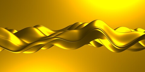 Golden abstract wavy liquid background