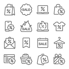 Sale Discount icon illustration vector set. Contains such icon as Discount, sale, promotion, Clothes, e-commerce, product and more. Expanded Stroke