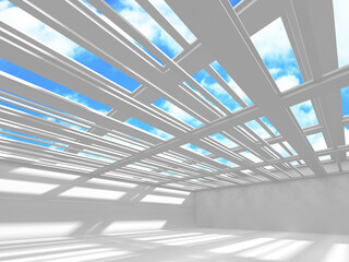 Obraz premium Empty white architecture with sky view