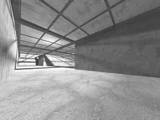 Abstract architecture background. Empty rough concrete interior