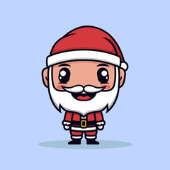 Santa Claus Cute Character. Mascot Design Style. Merry Christmas And Happy New Year. Vector Illustration