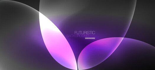 Neon ellipses abstract backgrounds. Shiny bright round shapes glowing in the dark. Vector futuristic illustrations for covers, banners, flyers and posters and other