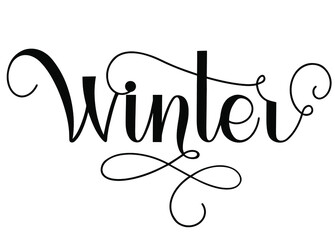 Winter calligraphy lettering for posters, postcards and decoration. Vector illustration