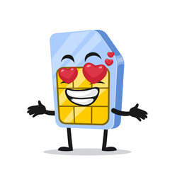 vector illustration of sim card mascot or character