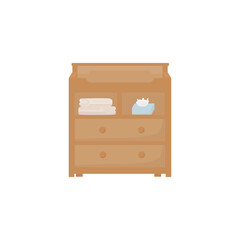 Changing table. Vector illustration. Bedroom element for  baby